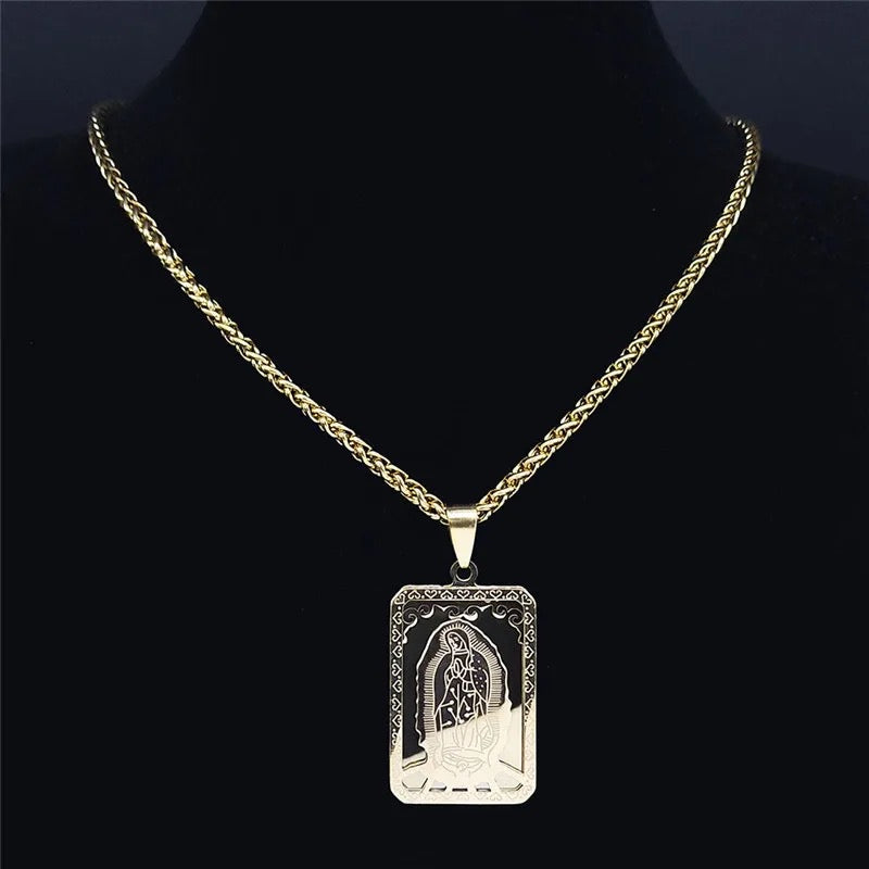 Virgin Mary Bar Necklace