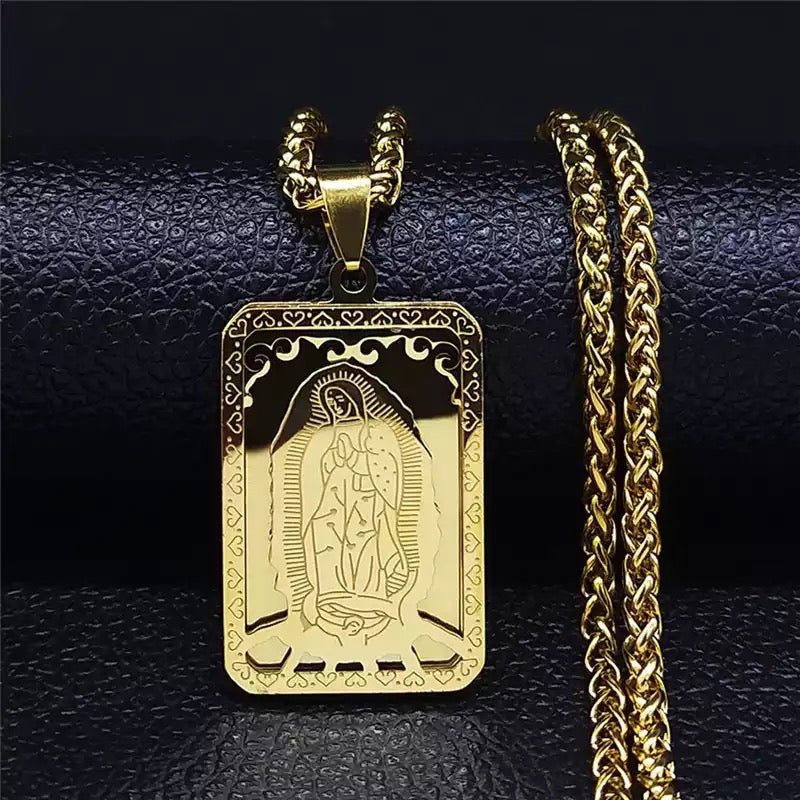 Virgin Mary Bar Necklace