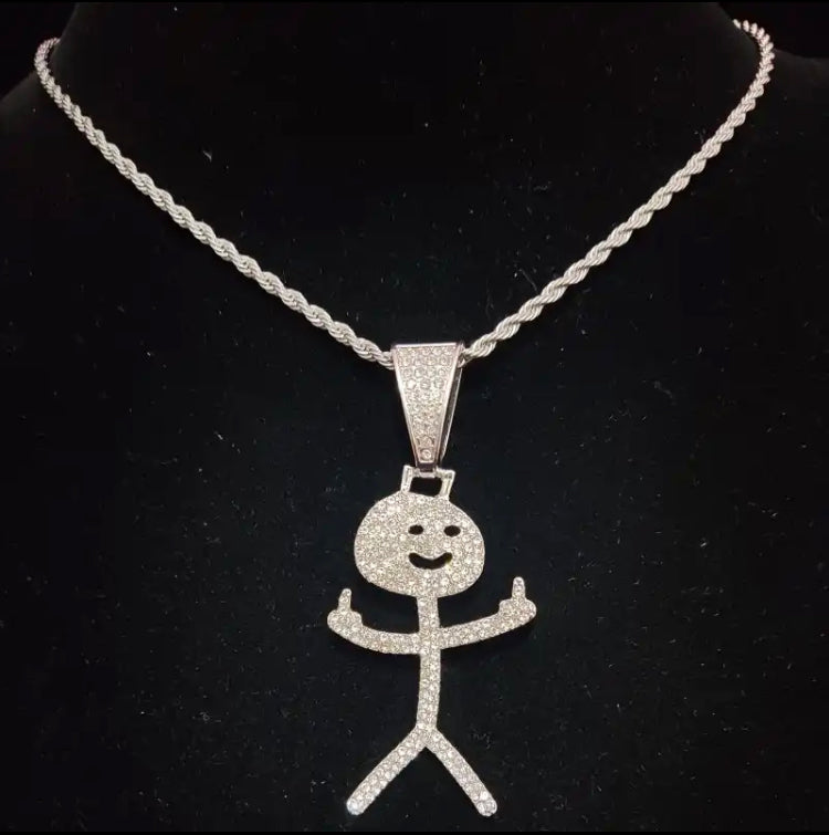 Stickman Middle Finger Pendant Necklace