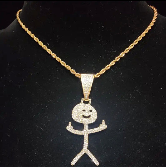 Stickman Middle Finger Pendant Necklace