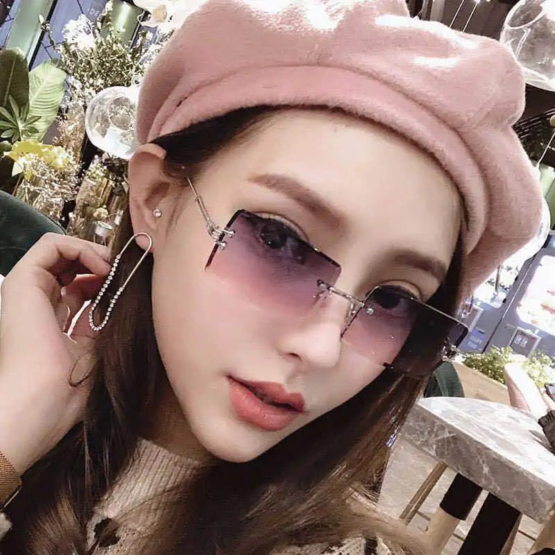 Sunglasses Rimless Frameless Rectangle Shades