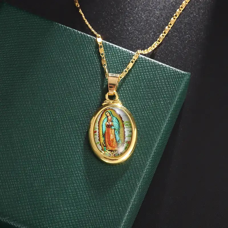 Virgin Mary Amulet Pendant Necklace