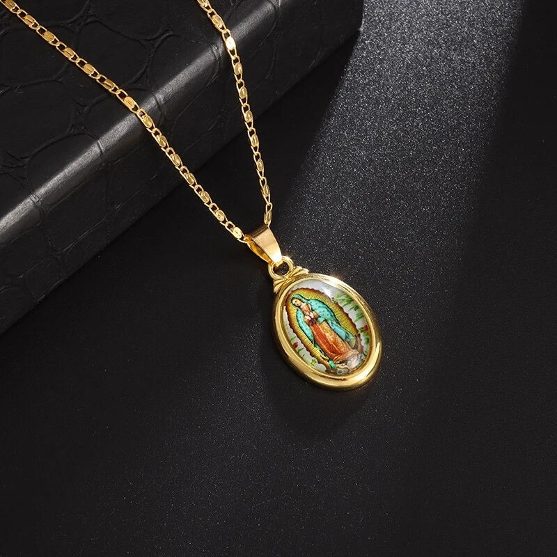 Virgin Mary Amulet Pendant Necklace