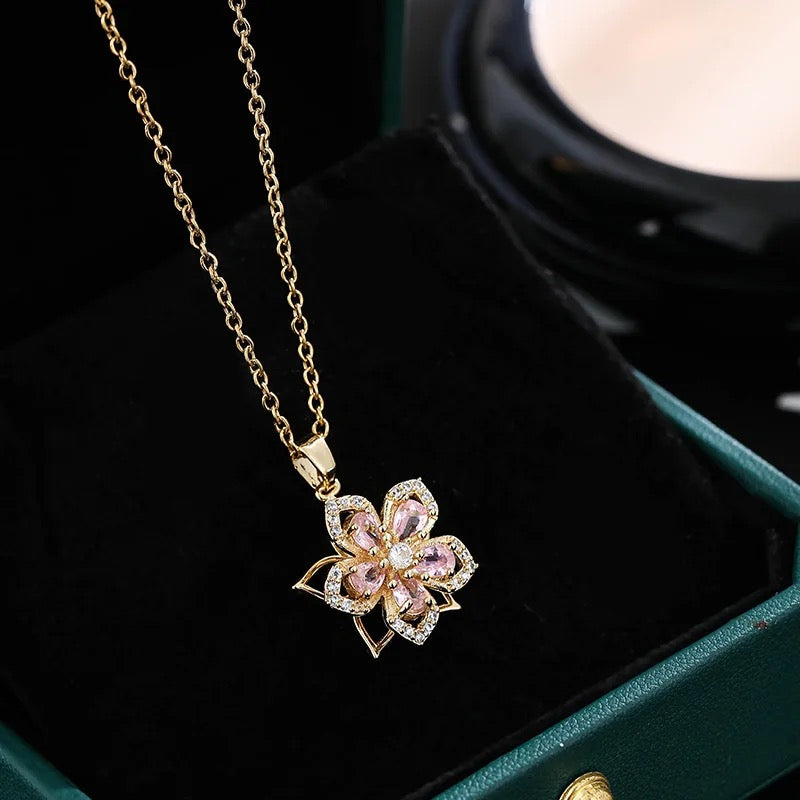 Crystal Flower Pendant Necklace