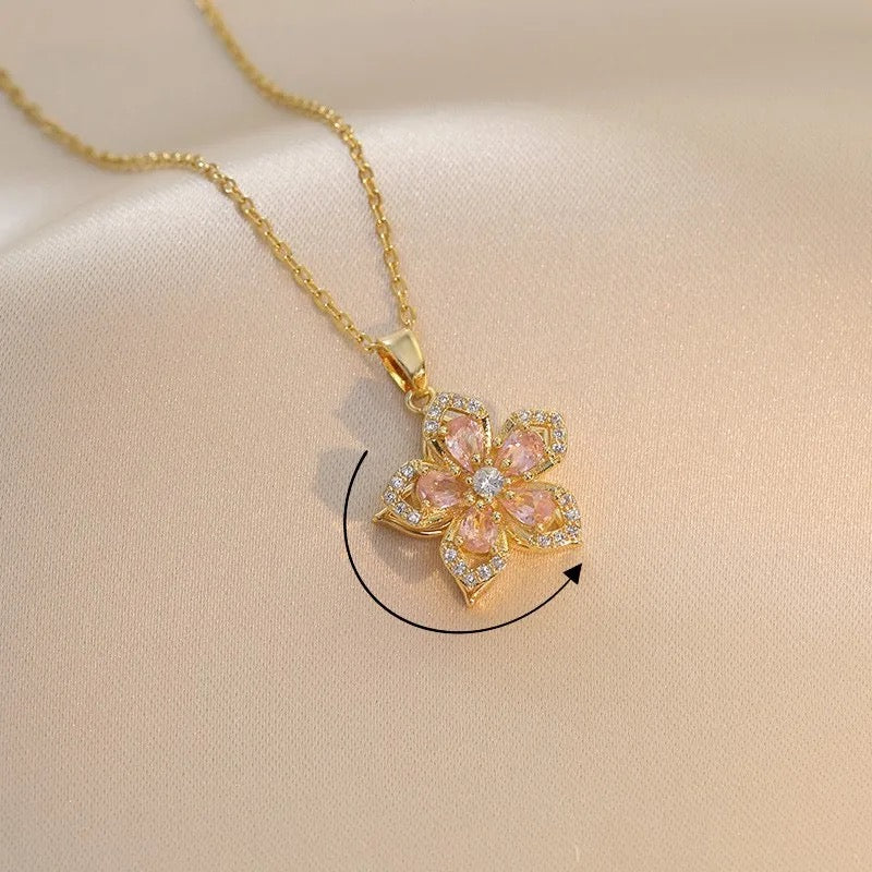 Crystal Flower Pendant Necklace